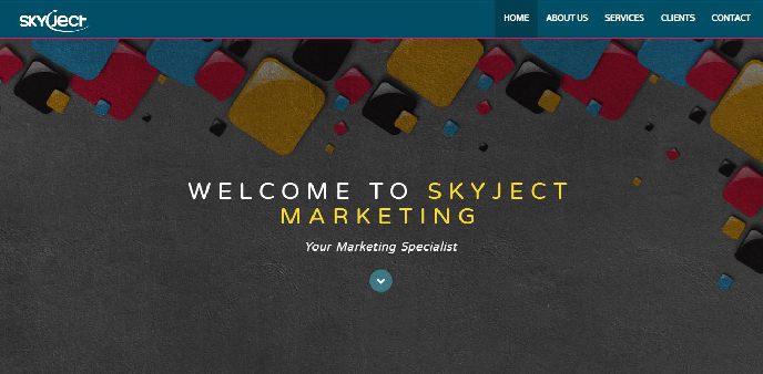 Skyject Marketing site Snaphot